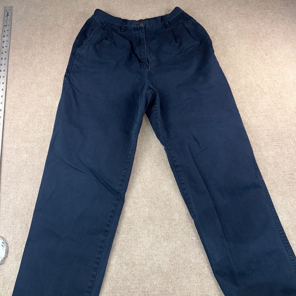 Lauren Ralph Lauren Navy Blue Pleated Cotton Chino Pants Size 8 High Rise